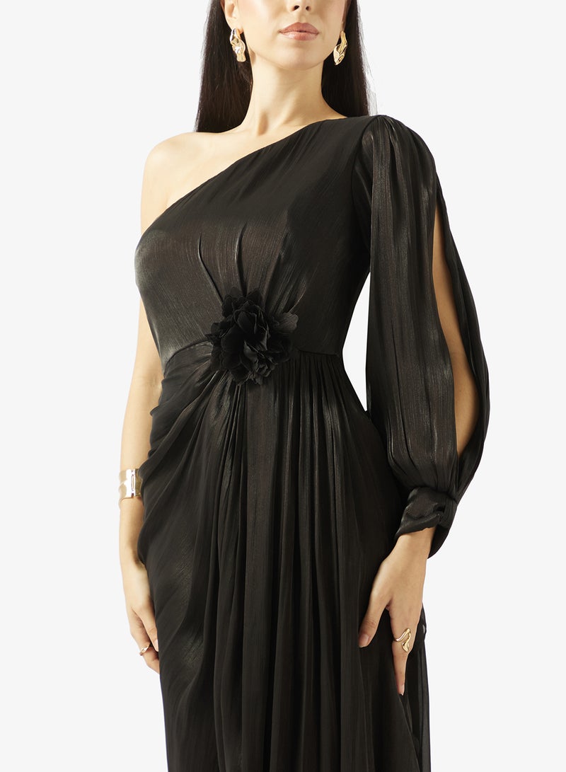 Iyra Mesh Floral Detail Tiered Hem Dress - Image 3